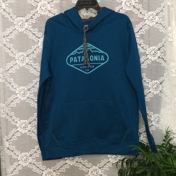 Patagonia Men's Long Sleeve Hoodie Turquoise Size L